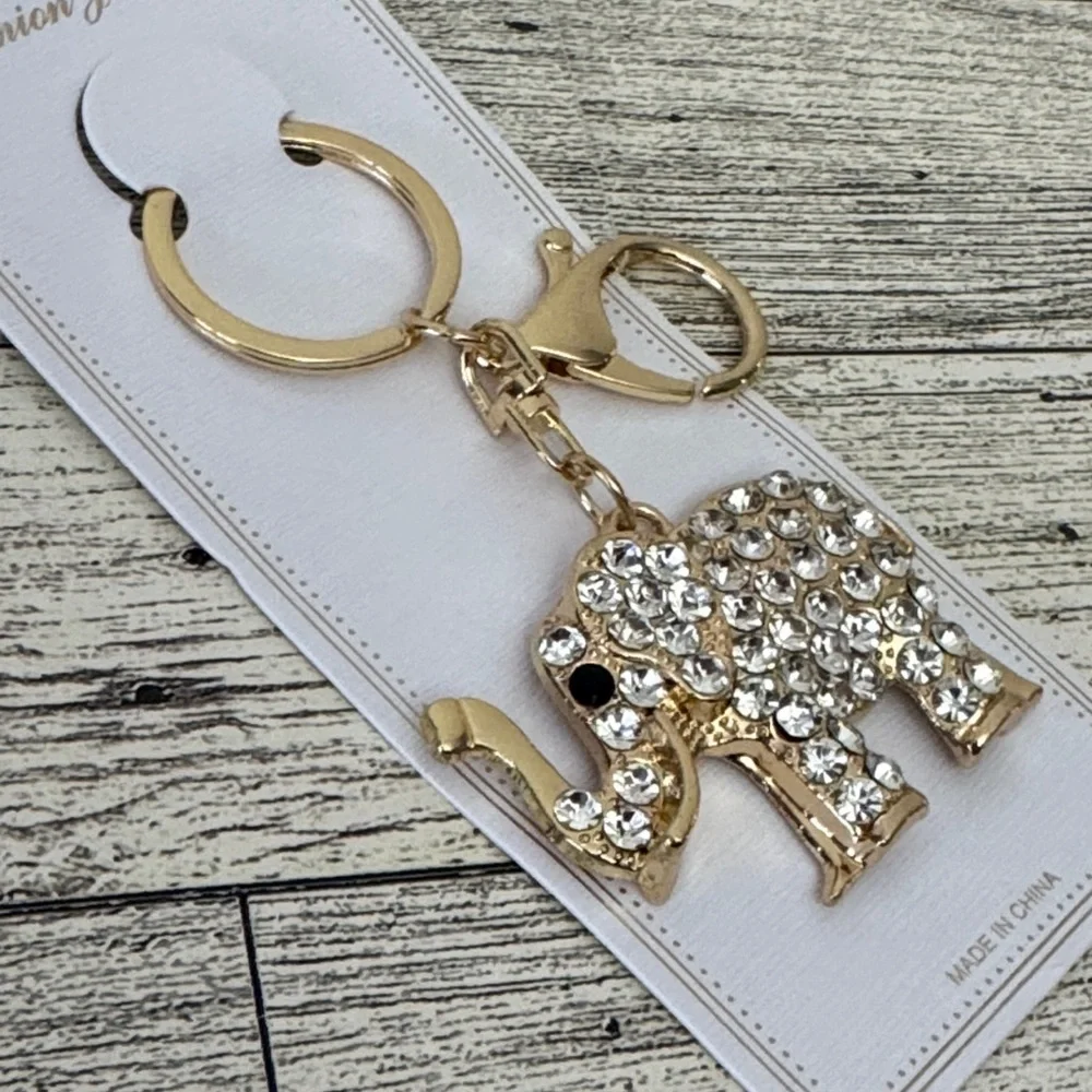 Elephant Gold Tone Bag Charm/Keychain NWT